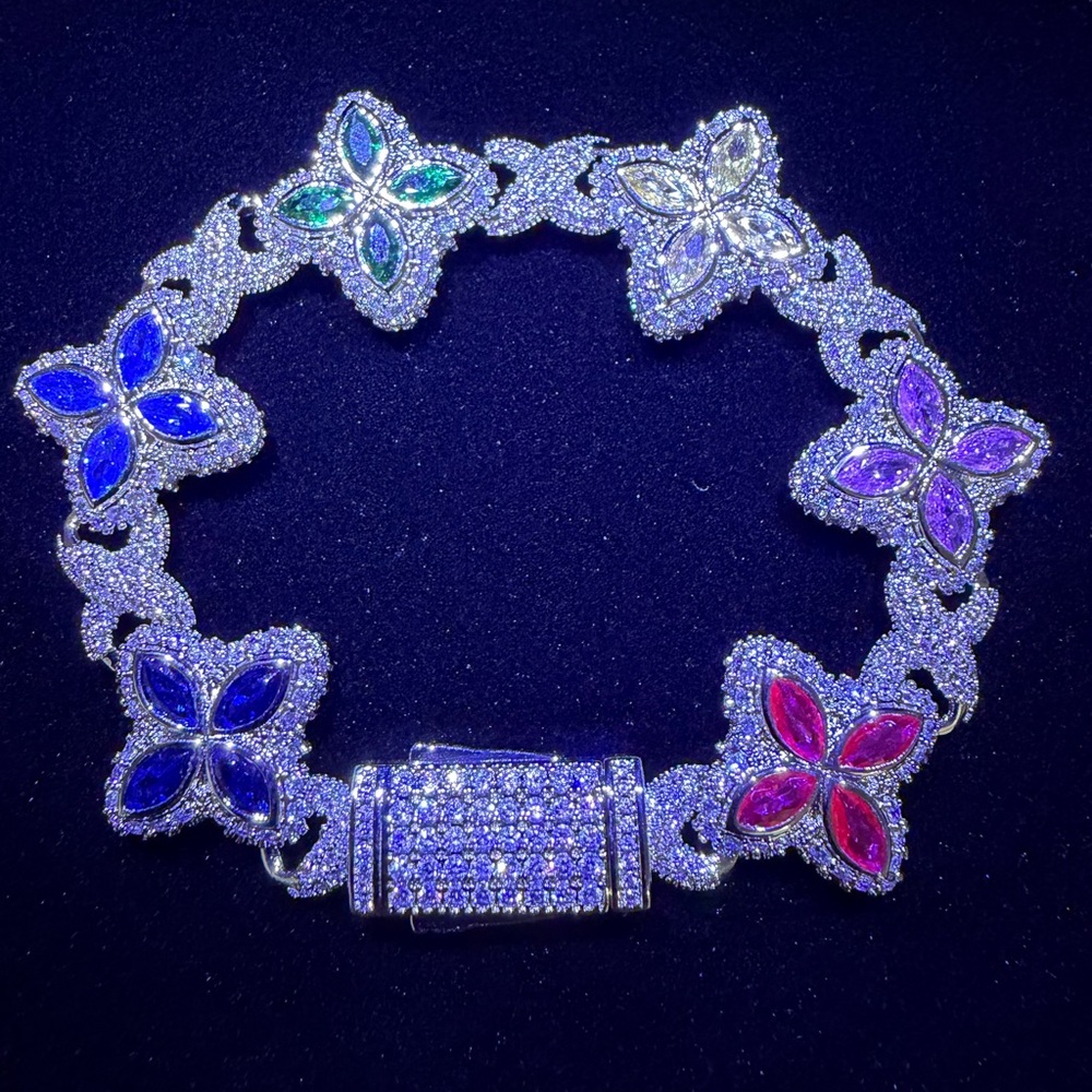 Iced Multi Color Flower Bracelet - Picture 8 of 8